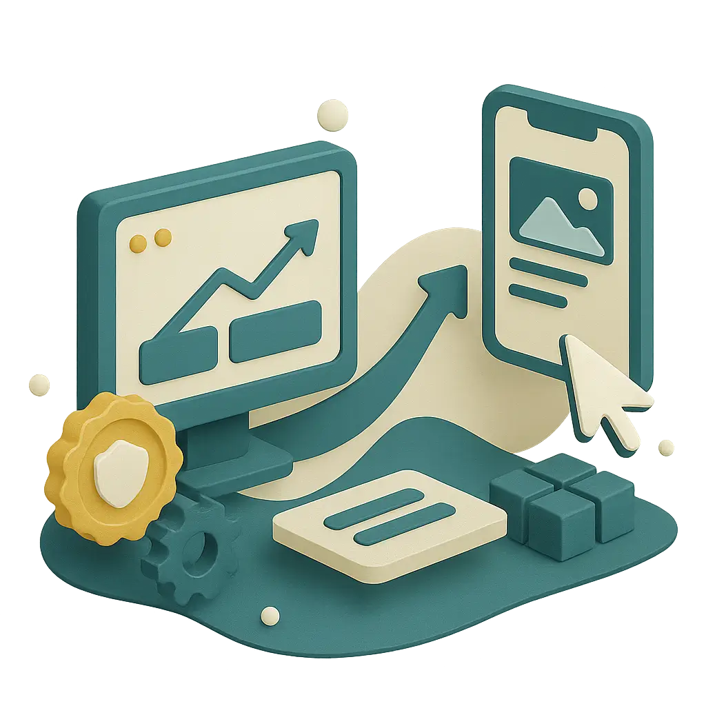 website growth progress 3d isometric visual.