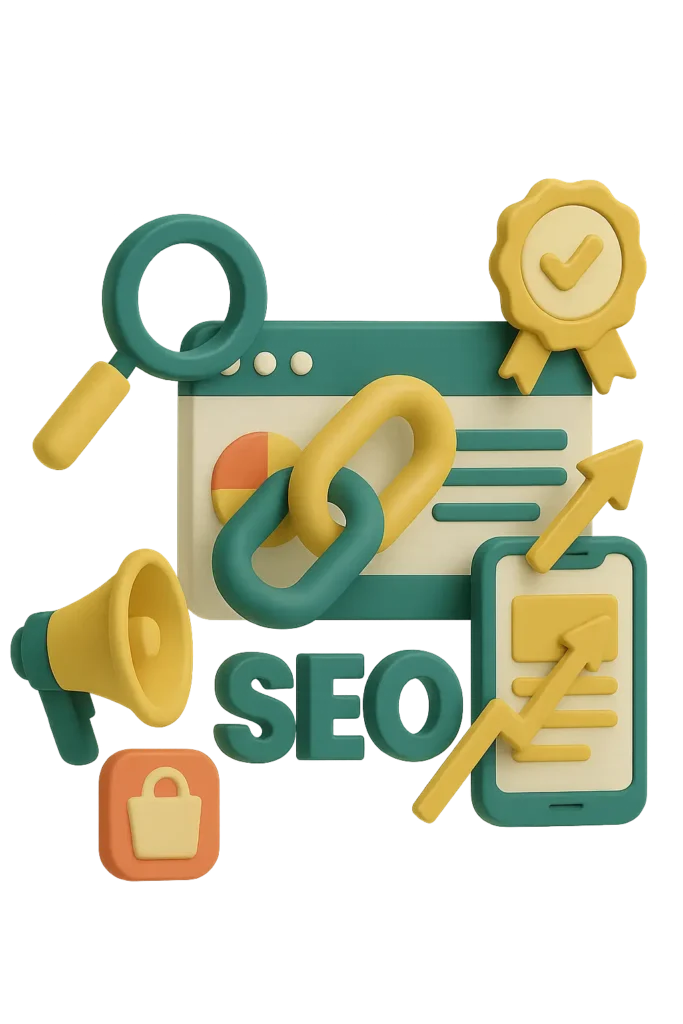 3d seo link building illustration